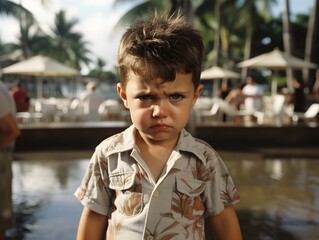 Angry Baby at Tropical Hotel: Authentic Emotions