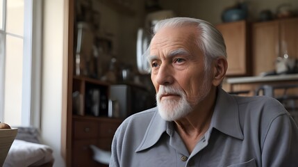 portrait of senior man in house