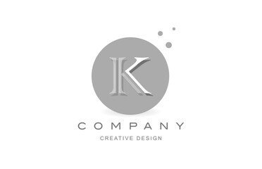 Logo icon design of letter K vector illustration. Creative template for company or business with square dots and grey black color