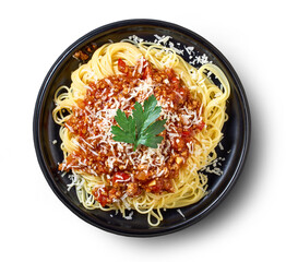 plate of pasta spaghetti with sauce bolognese