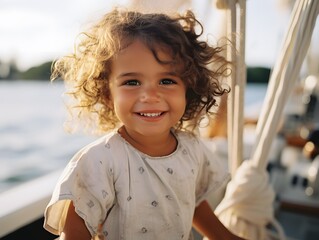 Playful Baby on a Boat, Radiating Happiness