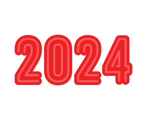 2024 Happy New Year Abstract Red Graphic Design Vector Logo Symbol Illustration