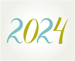 2024 Happy New Year Abstract Green And Blue Graphic Design Vector Logo Symbol Illustration