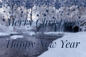 Fototapeta na wymiar Tło świąteczne, zimowe, kartka na Boże Narodzenie, Nowy Rok, efekt bokeh (Background, festive, winter, card for Christmas, New Year, bokeh effect)
