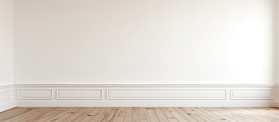 Renovated room with white walls and wooden floor in one empty corner. - obrazy, fototapety, plakaty