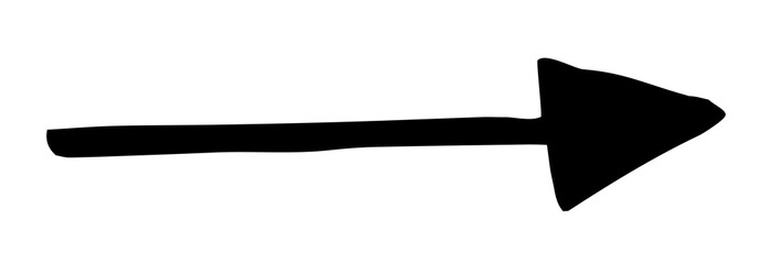 Hand painted arrow drawn with ink brush. Png clipart isolated on transparent background