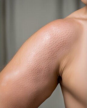 Urticaria on the skin of the patient's arm