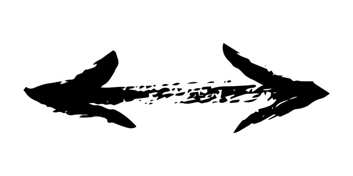 Hand painted arrow drawn with ink brush. Png clipart isolated on transparent background