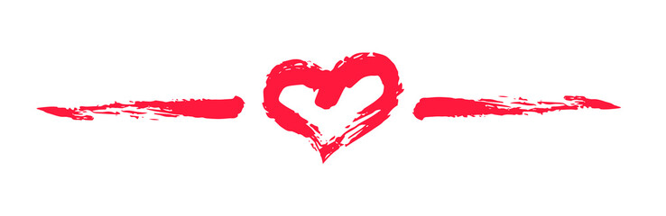 Heart Valentine's Day swash hand painted with brush and ink. Png clipart isolated on transparent background