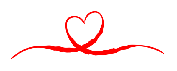 Heart Valentine's Day swash hand painted with brush and ink. Png clipart isolated on transparent background