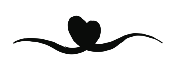 Heart Valentine's Day swash hand painted with brush and ink. Png clipart isolated on transparent background