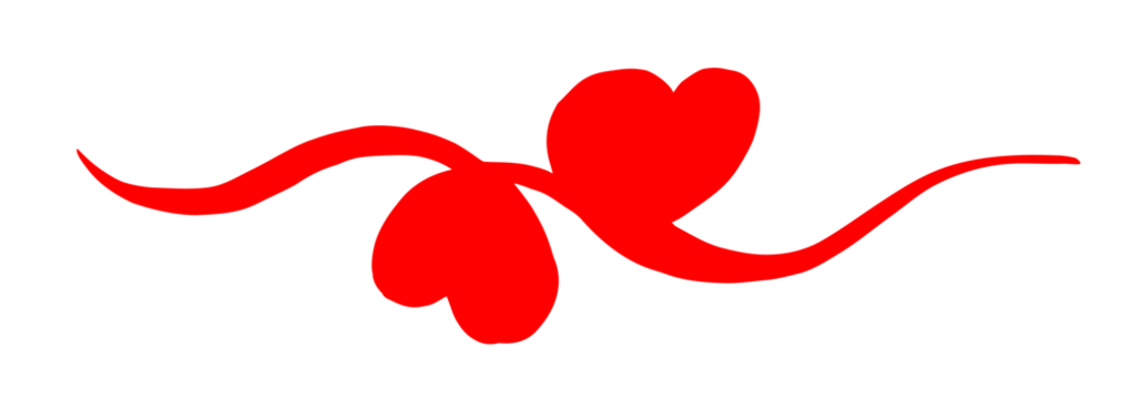 Two hearts intertwined. Valentine's Day swash hand painted with brush and ink. Png clipart isolated on transparent background