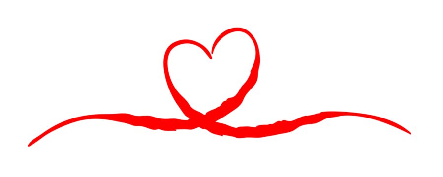 Heart Valentine's Day swash hand painted with brush and ink. Png clipart isolated on transparent background