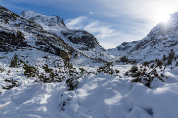 Winter view of Rila Mountain near Malyovitsa peak, Bulgaria