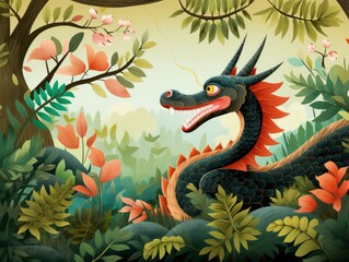 Chinese dragon art illustration background
