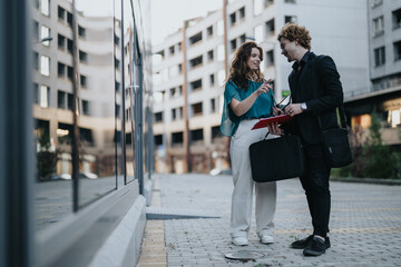 Urban Business Meeting. Young Business Executives Discussing Growth Strategy for New Markets.