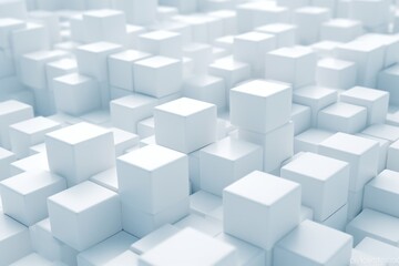 A picture of a large group of white cubes in a room. This image can be used for various purposes