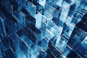 Obraz premium Glass cubes suspended in mid-air, creating a unique and modern visual. Versatile image for various design projects