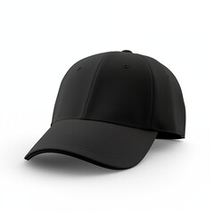 Black baseball cap isolated on white background. Black baseball cap mockup for design. Hip-hop cap.