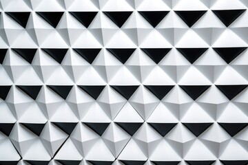 A black and white wall covered in triangular patterns. Can be used as a background or texture