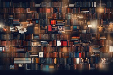 A bookshelf filled with a wide variety of books. Perfect for educational or library-related projects