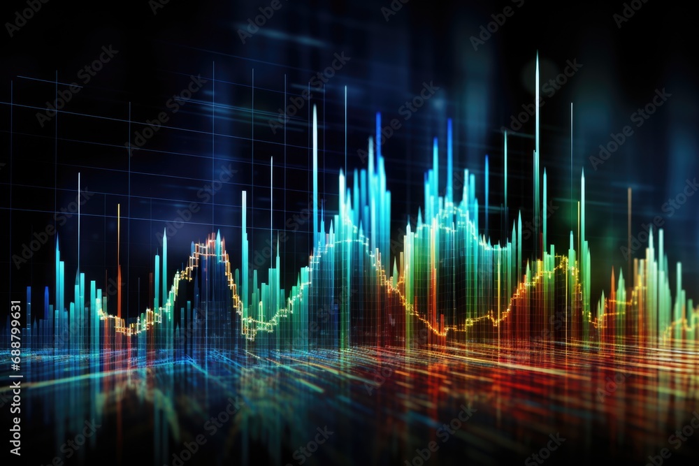Aufkleber Computer screen displaying a vibrant and visually appealing chart. Perfect for business presentations, data analysis, and reports