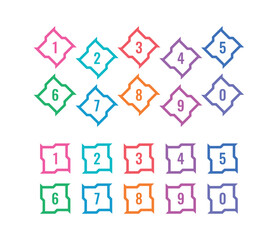 colorful 0-9 numbers in geometric shape. 0-9 numbers on white background