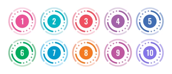 Fotobehang colorful 1-10 numbers concept. 1-10 numbers in round © yasin