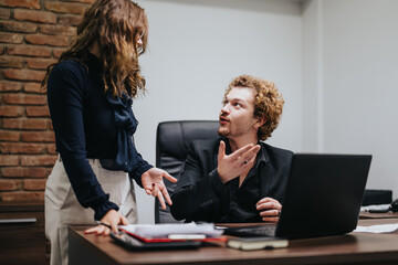 Young professionals strategize indoors at night, discussing business expansion, market trends, and sales strategy for profit growth.