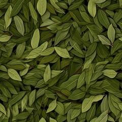Dry Bay Leaves Pattern, Laurel Leaf Texture, Natural Spicy Bayleaf Background, Fragrant Ingredient - obrazy, fototapety, plakaty