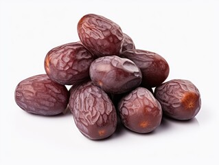 Obraz premium Dry Plums Isolated, Dried Black Fruits, Prune Group, Dry Plum Fruit on White Background