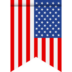 United States of America flag or pennant isolated on white background. Pennant flag icon.