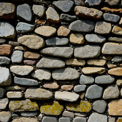 Vielfältige Texturen: Lebendige Steinmauer im Tageslicht