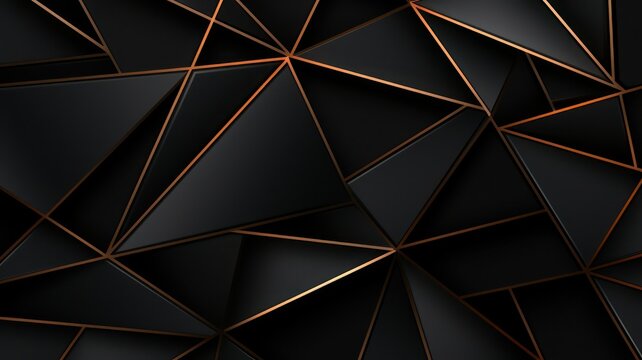 Flat geometric pattern in black with fine golden lines created with Generative AI