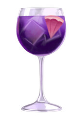 purple cocktail hand drawn watercolor illustration png cut out