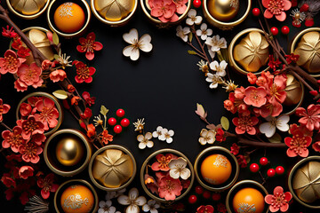Generative AI image of Elegant Asian Festive Floral Arrangement