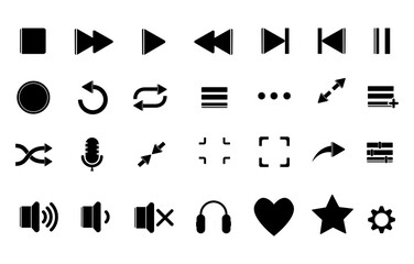 media player icon set vector illustration