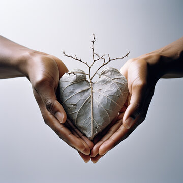 Naklejki Nature's Heart Sculpture Generative AI