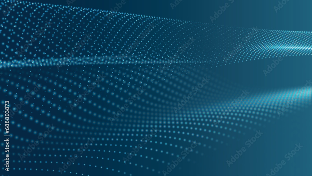 Poster abstract digital particle wave. futuristic dotted wave. big data digital code. technology or science