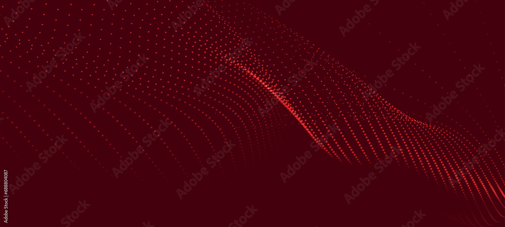 Poster abstract digital particle wave. futuristic dotted wave. big data digital code. technology or science