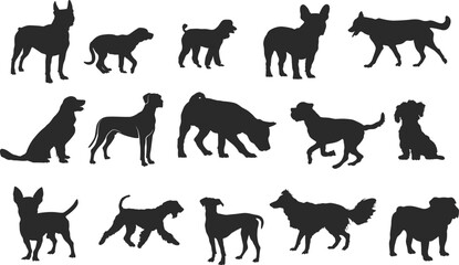 Dog silhouette, Dog silhouettes, Dog svg, Dog breeds silhouette, Dog icon, Dog clipart, Dog logo.