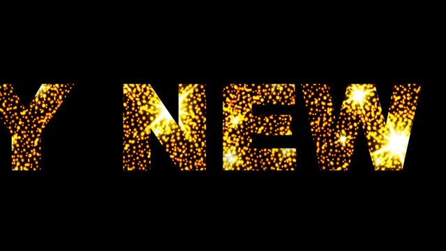 Animated text Happy New Year. Motion Graphics. Happy New Year Gold Text.