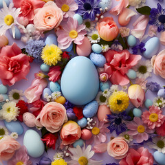 easter eggs and flowers