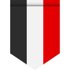 Yemen flag or pennant isolated on white background. Pennant flag icon.