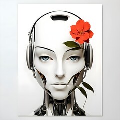 Robot Face and Flower Generative AI