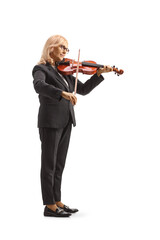 Full length shot of a woman in a black suit playing a violin © Ljupco Smokovski