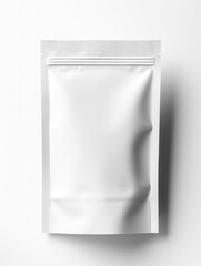White Blank Mockup Doypack Packaging Standing on a White Background, White Doypack Packaging Template To Customize