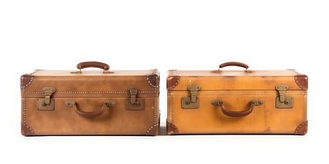 two brown suitcases with handles
