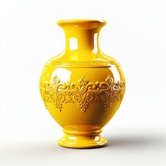 a yellow vase with a pattern