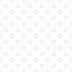 Simple minimalist seamless pattern. Vector abstract geometric floral background. Subtle ornament texture with small flower silhouettes. White and lilac color. Delicate repeat design for decor, textile